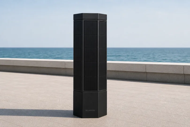 SOLARTODO solar physical AI city edge node — product render
