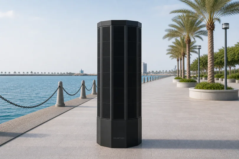 SOLARTODO solar physical AI city edge node — product render