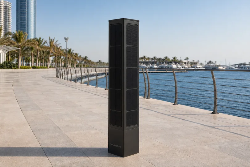 SOLARTODO solar physical AI city edge node — product render